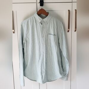 GAP Button Down Shirt Mens M Green Stripe Long Sleeve Classic Fit Modern Oxford